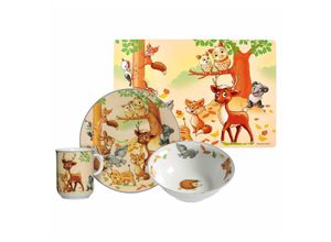 4260762069660 - Kindergeschirr mit Platzset Waldtiere 4er Set