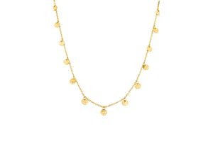 4260767724274 - Kette mit Anhänger Schmuck Geschenk Malihini runder Strukturanhänger Necklace-Malihini Halsketten Gr Edelstahl Länge 40 cm gelb (gelbgoldfarben) Damen Ketten mit Anhänger