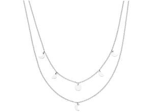 4260767726384 - Collier Schmuck Geschenk Luna Anhänger Halbmond doppelte Kette Halsketten Gr Edelstahl Länge 40 cm silberfarben (edelstahlfarben) Damen