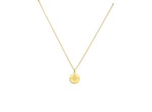 4260767726469 - Kette mit Anhänger Schmuck Geschenk Kompass-Motiv Necklace-Compass Halsketten Gr Edelstahl Länge 50 cm goldfarben (gelbgoldfarben) Damen