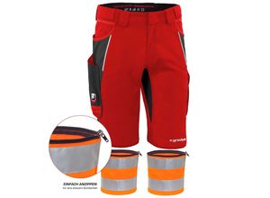 4260767993229 - QUALITEX HIGH QUALITY WORKWEAR Shorts IRON rot schwarz Damen 62 Herren 68