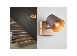 4260768170537 - Meinewunschleuchte - led Wandstrahler 1 flammig Silber antik & Gold mit Holz im Industrial Style