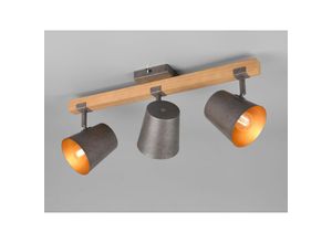 4260768170551 - Meinewunschleuchte - led Deckenstrahler 3 flammig Silber antik & Gold mit Holz im Industrial Style