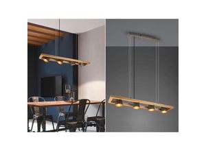 4260768170575 - Meinewunschleuchte - led Pendelleuchte 4 flammig Holzbalken & Metall Schirme schwenkbar 100cm breit