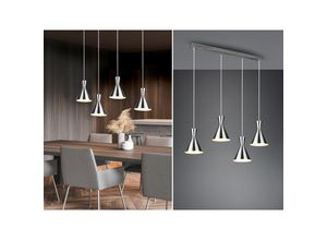 4260768171435 - Meinewunschleuchte - led Pendelleuchte 4 flammig dimmbar Metallschirme Silber Ø20cm 90cm breit