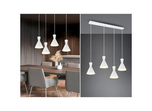 4260768171442 - Meinewunschleuchte - led Pendelleuchte 4 flammig Metall Lampenschirme Weiß 90cm breit