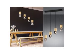 4260768171671 - Leuchten - led Pendelleuchte 4 flammig Messing matt mit Rauchglas Lampenschirm 80cm breit