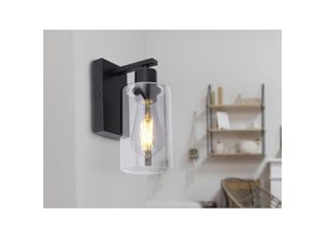 4260768172029 - Meinewunschleuchte - led Wandleuchte mit Rauchglas Lampenschirm ø 10cm Metall Schwarz