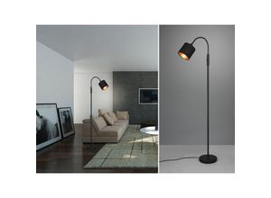 4260768172678 - Meinewunschleuchte - Kleine led Stehleuchte Stoffschirm Schwarz Gold mit Flexarm Höhe 130cm