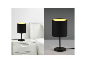 4260768172890 - Meinewunschleuchte - led Tischleuchte mit Stoffschirm in Schwarz innen Gold 28cm hoch