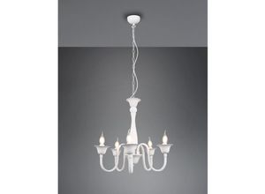 4260768174146 - Meinewunschleuchte - led Kronleuchter im Landhausstil 5-flammig stehend ø 56cm Weiß