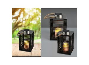 4260768175105 - Meinewunschleuchte - Solar Tischleuchten 2er Set mit Kerzen Flackern Höhe 28cm