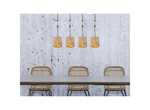4260768175310 - LED Balkenpendelleuchte Korblampe mit 4 Hanfseil Lampenschirmen 107cm