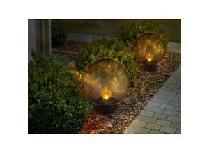 4260768177604 - Meinewunschleuchte - led Solarkugeln 2er set - Kugeln rauchfarbig ø 20cm mit Erdspieß Glas