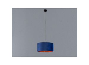 4260768177932 - Meinewunschleuchte - led Pendelleuchte Vintage mit Lampenschirm Samt Blau   Gold ø 40cm