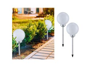 4260768178427 - Meinewunschleuchte - led Solarkugeln Garten - 2er set Leuchtkugel ø 25cm mit Erdspieß