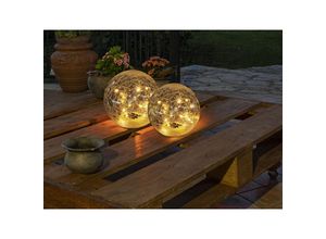 4260768179011 - Meinewunschleuchte - led Solarkugeln 2er set ø 15cm & 195cm Glasschirm mit Erdspieß