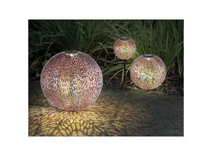 4260768179431 - Meinewunschleuchte - led Metall Solarkugeln 3er set ø 18cm 27cm & 40cm mit Erdspieß