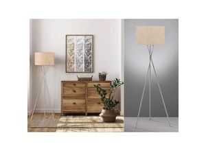 4260768179493 - Meinewunschleuchte - Tripod led Stehlampe mit Stoffschirm Leinen Beige ø 45cm - Höhe 160cm