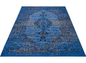 4260770248811 - Teppich HANSE HOME Meridional Teppiche Gr B L 160 cm x 230 cm 9 mm 1 St blau (jeansblau) Esszimmerteppiche Orientalisch Orient Kurzflor Wohnzimmer Schlafzimmer Vintage