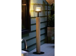 4260772023317 - Windlichtsäule Kugel aus Holz & Metall 85 cm hoch Holzsäule Dekosäule mit Windlichtglas Deko für Wohnzimmer Balkon & Terrasse Kerzensäule