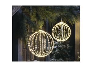 4260772025052 - Dekoleidenschaft - LED-Kugel Shine aus Metall silber mit ca 384 led Leuchtkugel mit Timer Dekokugel ø 40cm Balkon- und Gartendeko für Draußen