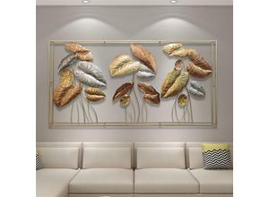 4260772025724 - Dekoleidenschaft - 3D Wandbild Blätter aus Metall in gold   silber   bronze 135x69 cm Wanddeko Wandschmuck