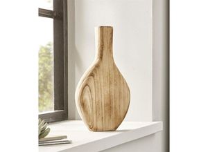 4260772028053 - Dekoleidenschaft - Dekovase Wood flach aus naturbelassenem Paulownia Holz 34 cm hoch Vase für Trockenblumen Holzvase Tischvase