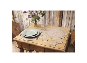 4260772028268 - 2x Platzmatte Schön dass Du da bist aus Filz beige rund Ø 38 cm Platzset Tischset