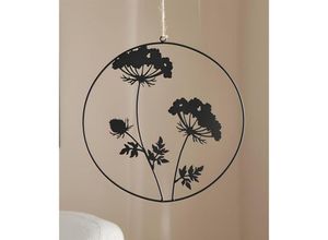 4260772028466 - Dekoleidenschaft - Dekohänger Blumen aus Metall matt schwarz ø 35 cm Wanddeko Wandbild Türdeko Fensterdeko