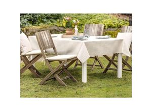 4260772028749 - Gartentischdecke Maison naturelle 135x230 cm weiß   beige kariert Tischdecke wetterfest & abwaschbar Tafeldecke