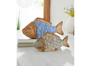 4260772028947 - Dekoleidenschaft - 2x Dekofigur Fisch aus Polyresin maritime Deko bunt 185 + 235 cm lang Dekofische Figur Fischfigur