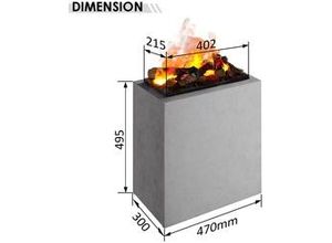 4262354946526 - Elektrokamin Ikaros Standkamin-Säule mit Optimyst-LED-Flammenillusion Wassernebel Knister-Sound Scheite 360° Flammen-Blick Kamin-Möbelstück