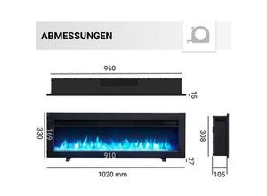 4262354949558 - Balderia Elektrokamin schwarz Agnes 40 1000 1800 Watt 33 x 102 cm