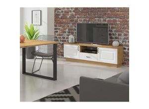 4262354970125 - Küchen Preisbombe - Lowboard TV-Board Stilo 150 cm Esszimmer Landhaus Weiß Eiche Artisan Sideboard