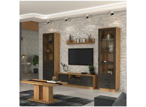 4262354970286 - Küchen Preisbombe - Wohnwand Stilo 270 cm Wohnzimmer Landhaus Grau Eiche Artisan Buffet Küche