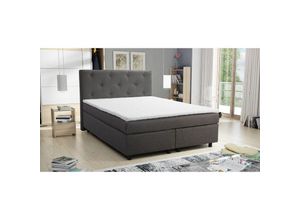 4262354970927 - Küchen Preisbombe - Boxspringbett 140x200 Hotelbett Bonellfederkern Bett Topper Paxos 2 Chester Grau