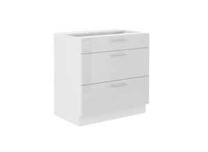 4262354974567 - Unterschrank 80 Lara Weiß Hochglanz Küchenzeile Küchenblock Küche Soft-Close