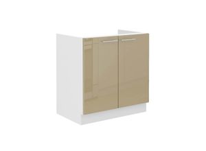4262354974901 - Spülenschrank 80 Lara Cappuccino Hochglanz + Weiß matt Küchenzeile Küchenblock 4262354974901 - Spülenschrank 80 Lara Cappuccino Hochglanz + Weiß matt Küchenzeile Küchenblock