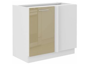 4262354975113 - Lara Eckunterschrank 105 cm Cappuccino Hochglanz Küchenzeile Küchenblock Küche