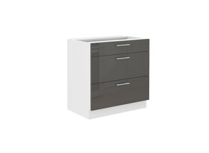 4262354975212 - Unterschrank 80 Lara Grau Hochglanz Küchenzeile Küchenblock Küche Soft-Close 4262354975212 - Unterschrank 80 Lara Grau Hochglanz Küchenzeile Küchenblock Küche Soft-Close