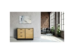 4262354976011 - Küchen Preisbombe - Kommode Karia 122 cm Anbauwand Schrankwand Esszimmer Sideboard Artisan + Schwarz