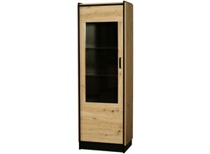 4262354976080 - Küchen Preisbombe - Vitrine Karia Kommode Anbauwand Schrankwand Esszimmer Eiche Artisan + Schwarz