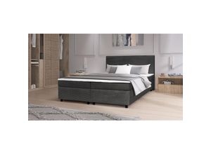 4262354976226 - Küchen Preisbombe - Boxspringbett Paxos Cordstoff Graphite 180x200 Hotelbett Bonellfederkern Bett