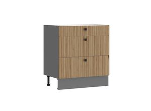 4262354978800 - Küche AVA Artisan Unterschrank 80 cm Lamellenoptik Küchenzeile Einbauküche