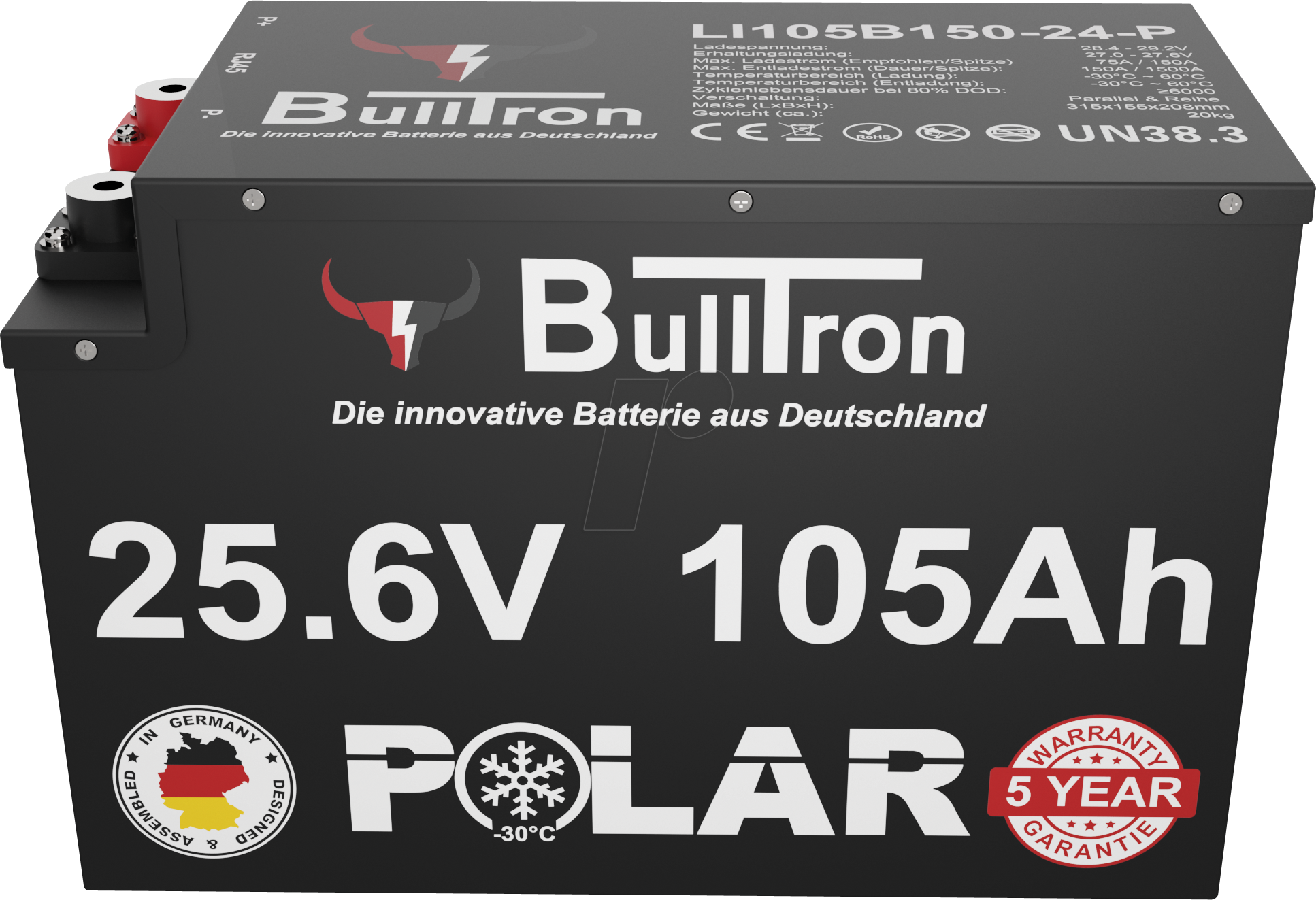 4262358250384 - BULL 256-105P - Lithium-Akku LiFePO4 256 V 105 Ah BT BMS Polar