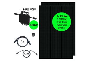 4262361721987 - VALE Balkonkraftwerk 860 W (2x430) Bifaziale Full-Black Glas-Glas Solarmodule 800 W HERF Wechselrichter Steckerfertige & Genehmigungsfreie Mini-Solaranlage