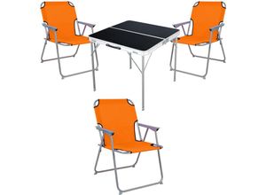 4262365490582 - 4-teiliges Campingmöbel Set schwarz 80x80x70cm Orange-MMC330883B+3xMPO2600O