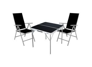 4262365491633 - - 3-teiliges Campingmöbel Set 80x80x70cm schwarz-MMC330883B+2xMMC5000S