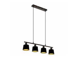 4262366753020 - Impts - led Pendelleuchte Esszimmerlampe Hängelampe Deckenlampe Metall Brau Matt Stoffschirm Schwarz   Goldfarbig